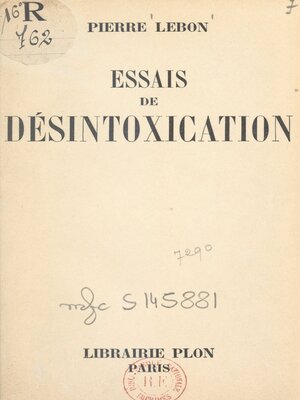 cover image of Essais de désintoxication